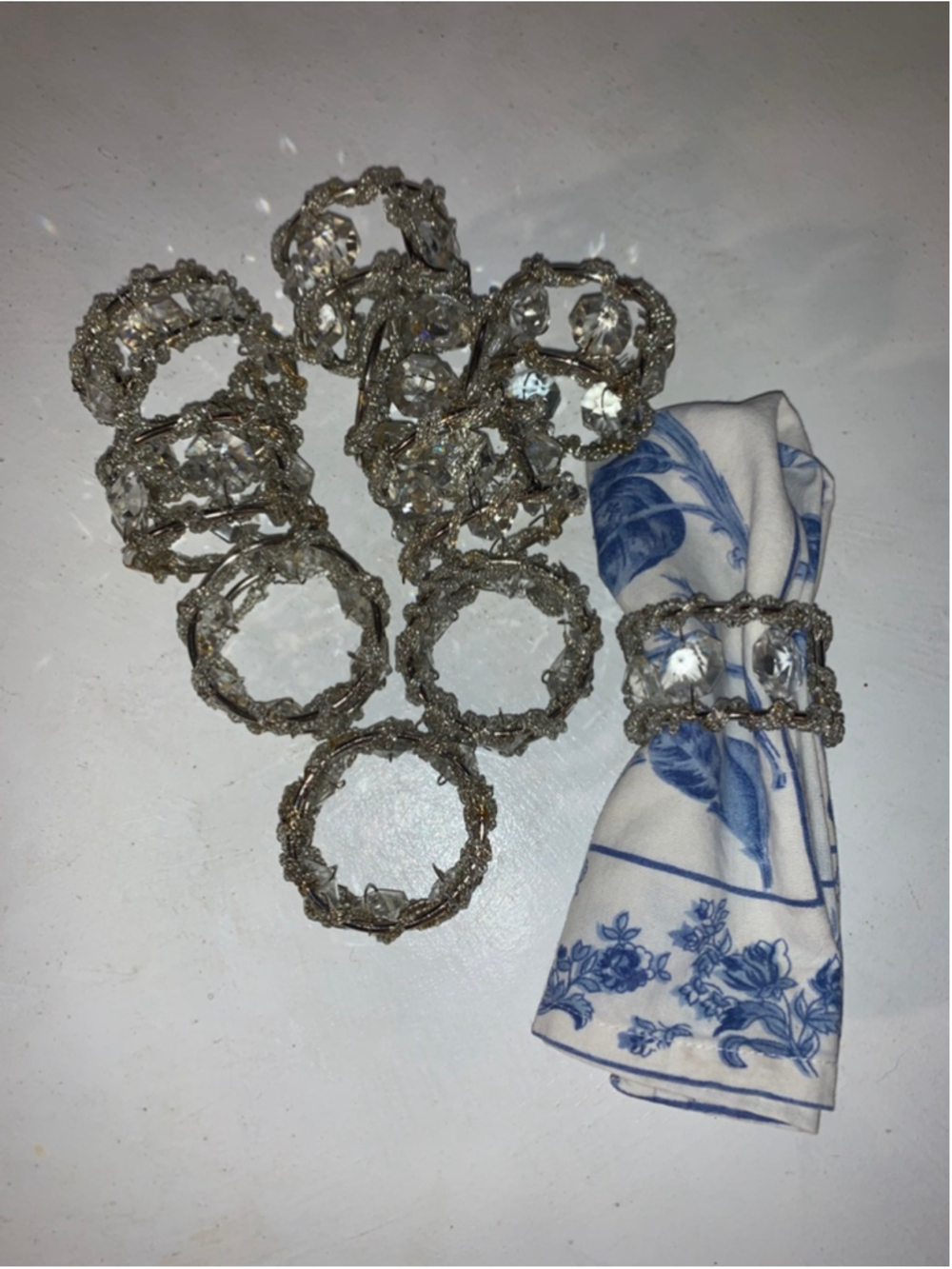 Unbranded Silver & Clear Crystal Napkin Rings Set of 10 One Size